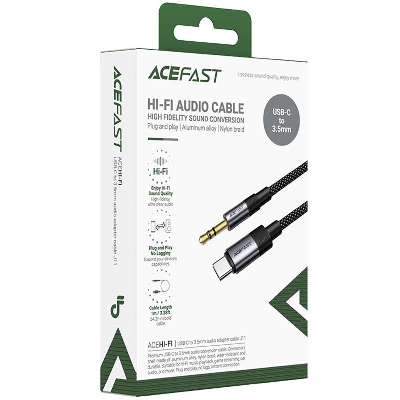 Аудіо кабель Aux Acefast J11 (Type-C to AUX 3.5mm plug) (1m) на малюнкі №2