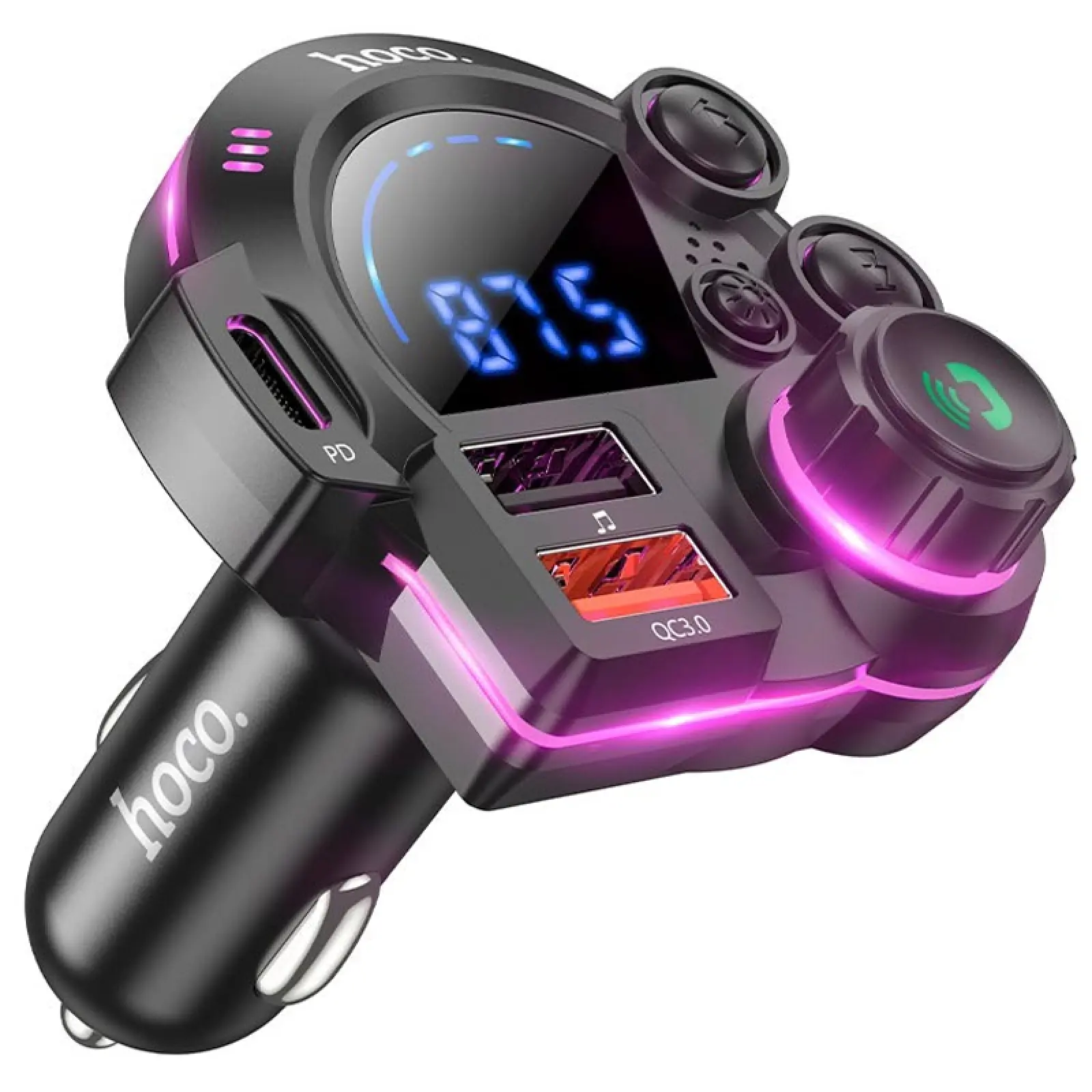 Уценка АЗУ FM модулятор Hoco DFM01 Legend 20W+QC3.0 (2USB-A/1C), Поврежденная упаковка / Black, купить оптом с доставкой