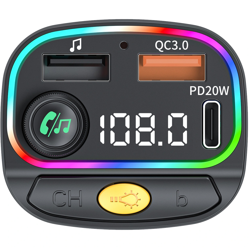 АЗУ FM модулятор WIWU QC031 MP3 Car PD20W+QC3.0 (2USB-A/1C), Black 3, купить оптом с доставкой
