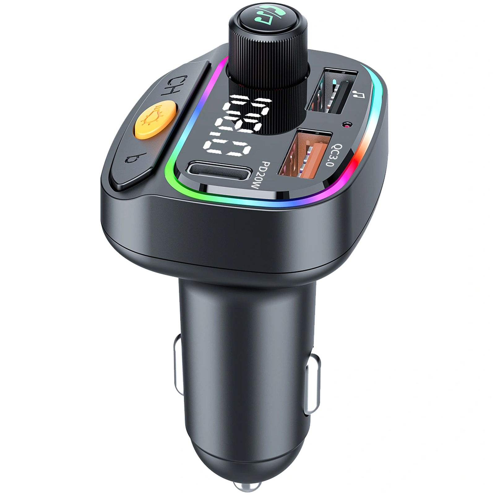 АЗУ FM модулятор WIWU QC031 MP3 Car PD20W+QC3.0 (2USB-A/1C), Black 4, купить оптом с доставкой
