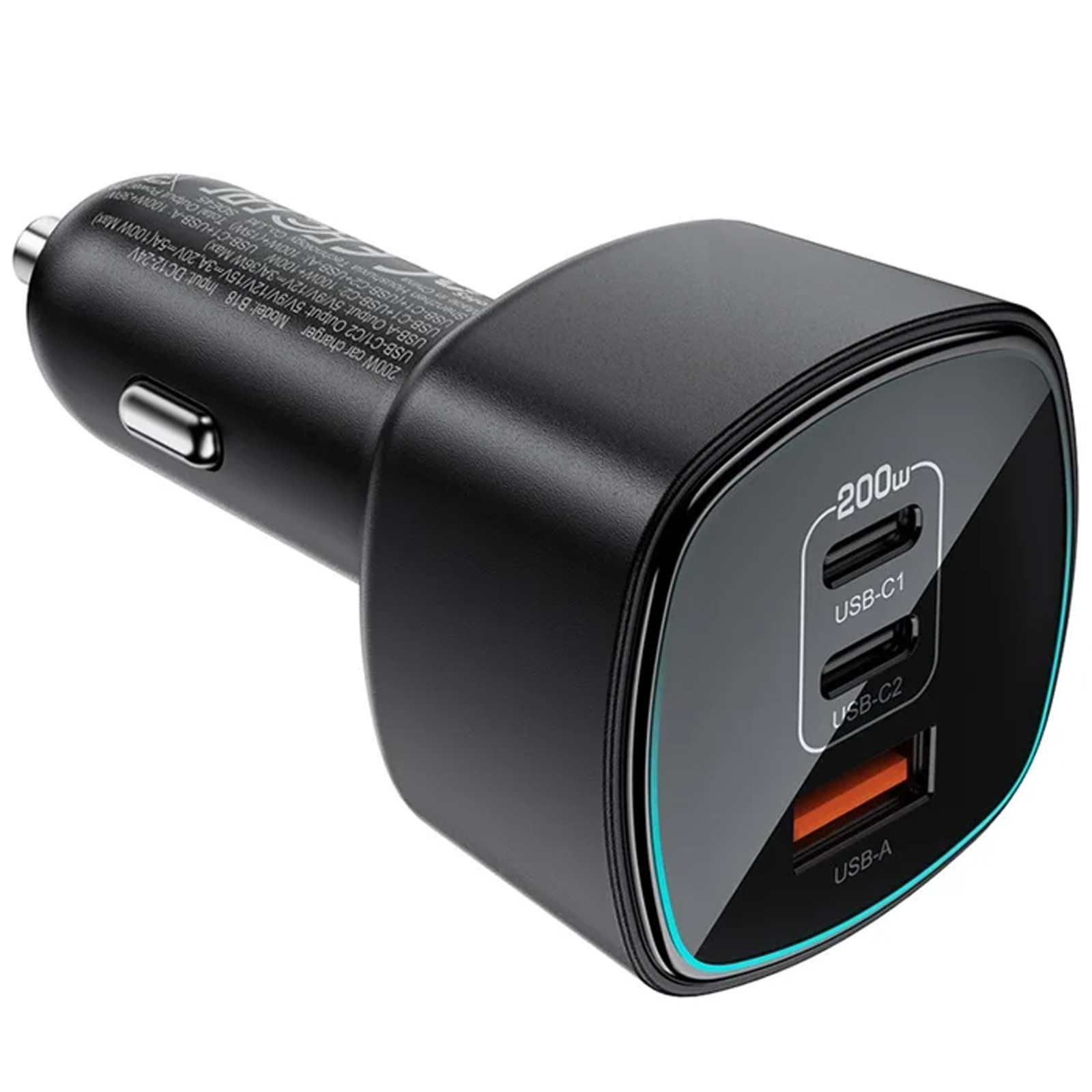 АЗУ Acefast B18 PD100W+QC3.0 total 200W (1USB-A/2C), Black 2, купить оптом с доставкой