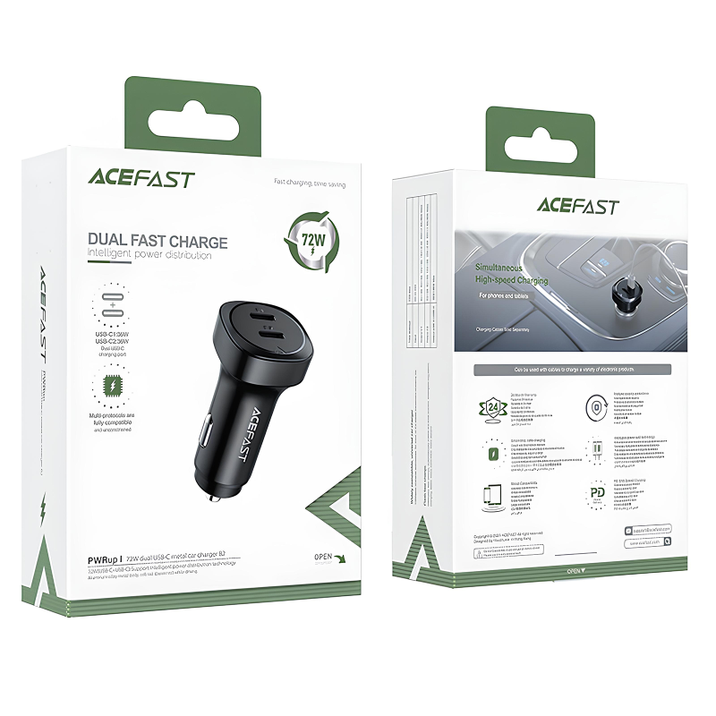 АЗУ Acefast B2 PD36W+PD36W total 72W (2USB-C), Black 3, купить оптом с доставкой