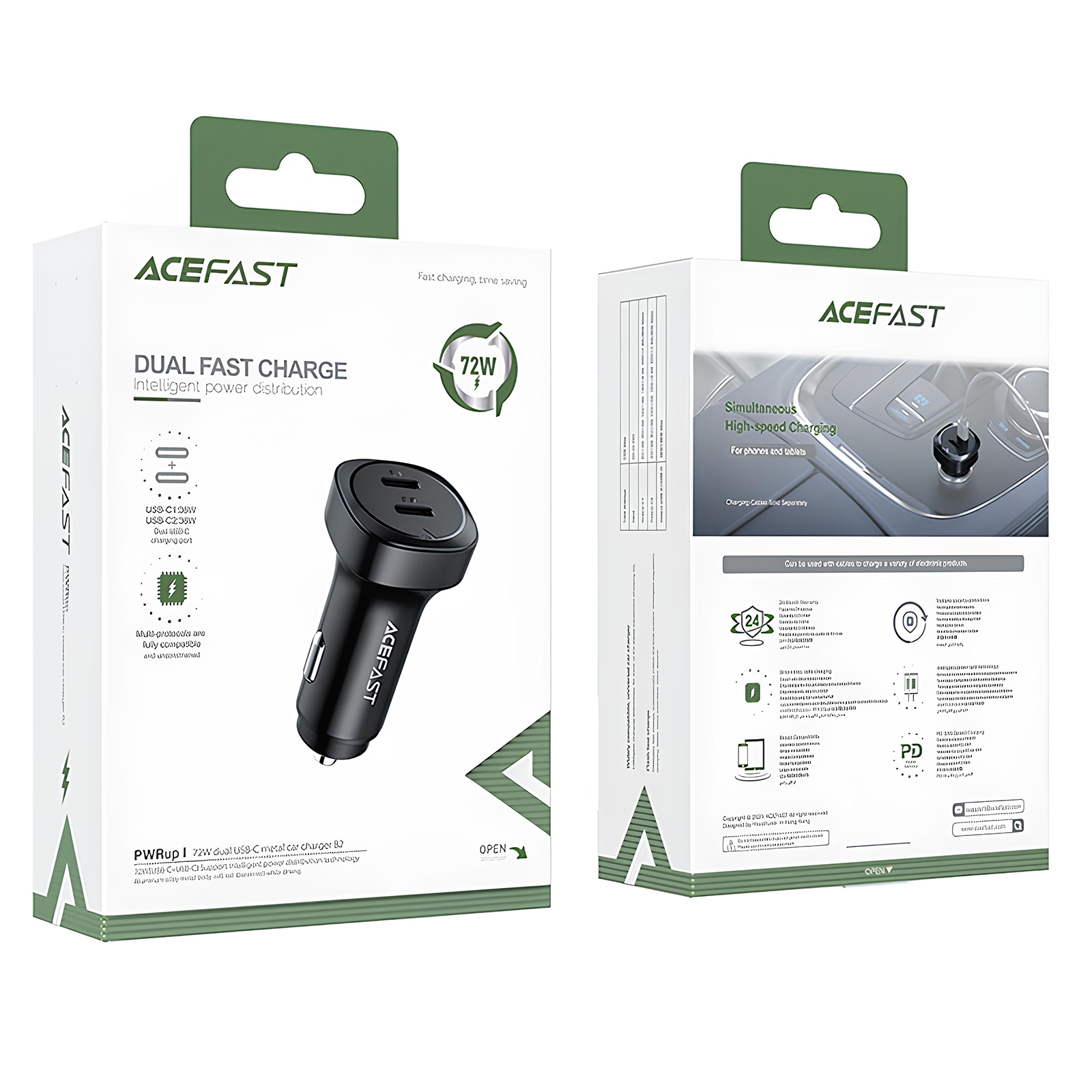 АЗУ Acefast B2 PD36W+PD36W total 72W (2USB-C), Black 3, купить оптом с доставкой