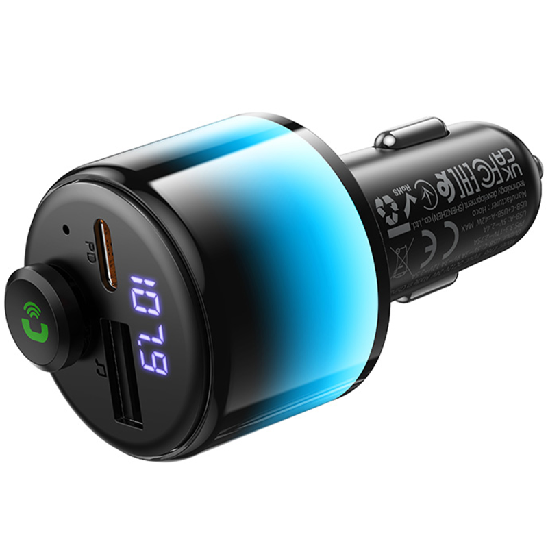АЗУ FM модулятор Hoco E166 Path PD42W+QC3.0 (1USB-A/1C), Black 3, купить оптом с доставкой