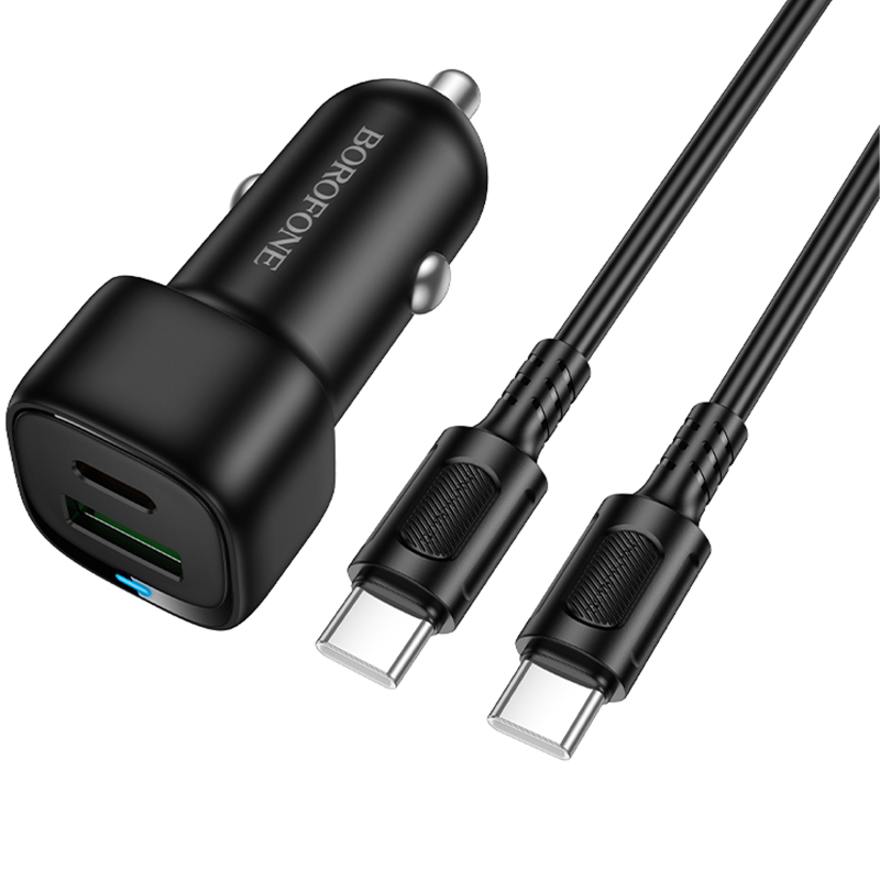 АЗП Borofone BZ34B Cloud PD20W+QC3.0 total 38W (1USB-A/1C) + кабель Type-C to Type-C на малюнкі №3
