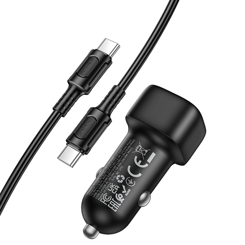 АЗУ Borofone BZ34B Cloud PD20W+QC3.0 total 38W (1USB-A/1C) + кабель Type-C to Type-C, Black 3, купить оптом с доставкой