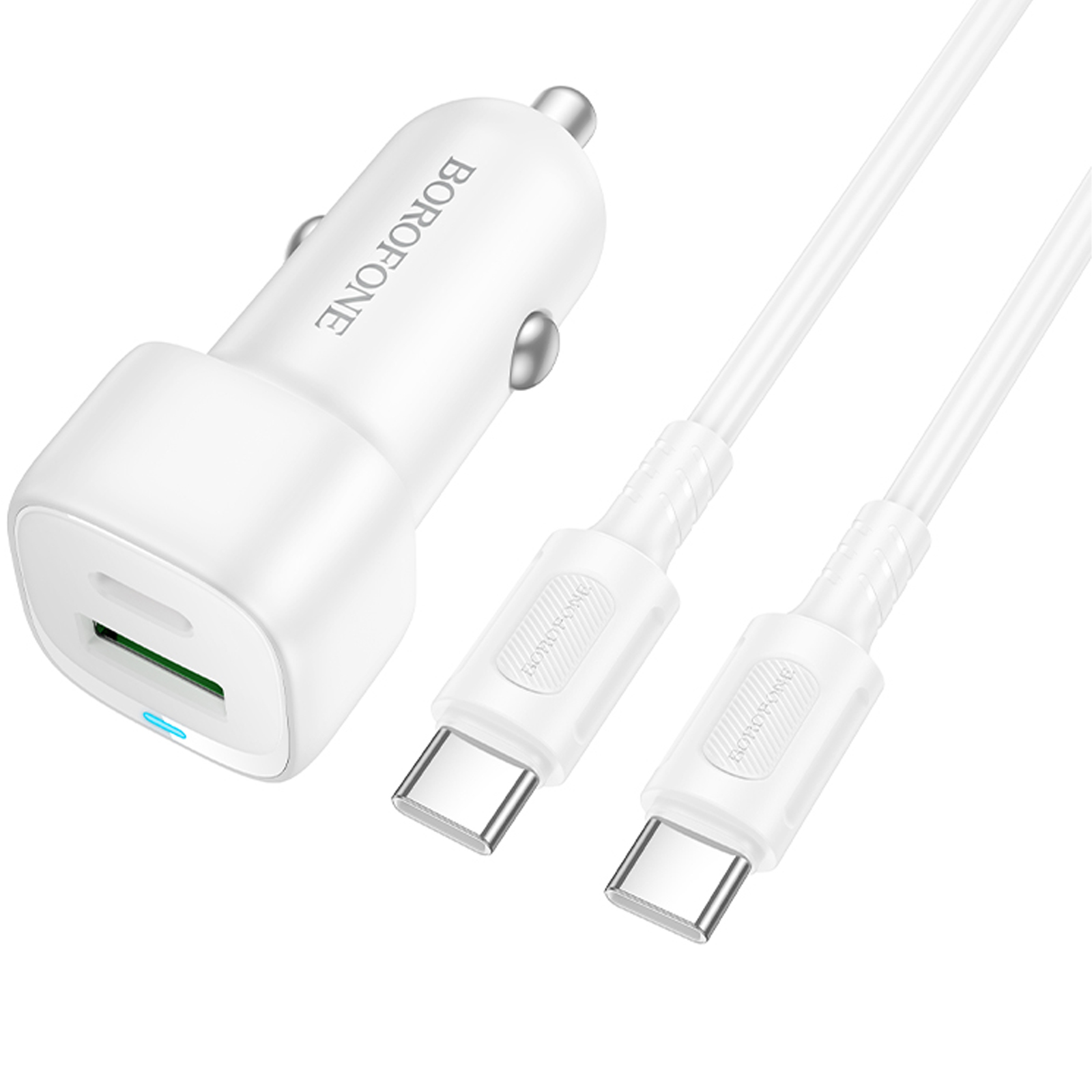 АЗУ Borofone BZ34B Cloud PD20W+QC3.0 total 38W (1USB-A/1C) + кабель Type-C to Type-C, White 2, купить оптом с доставкой