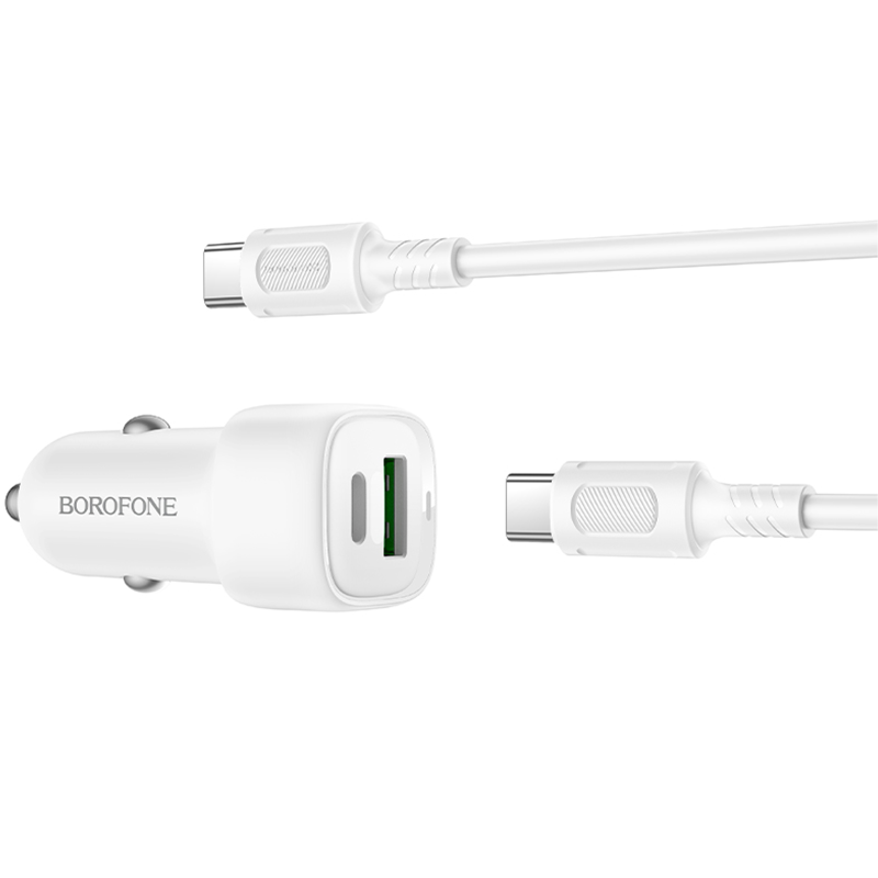 АЗУ Borofone BZ34B Cloud PD20W+QC3.0 total 38W (1USB-A/1C) + кабель Type-C to Type-C, White 3, купить оптом с доставкой