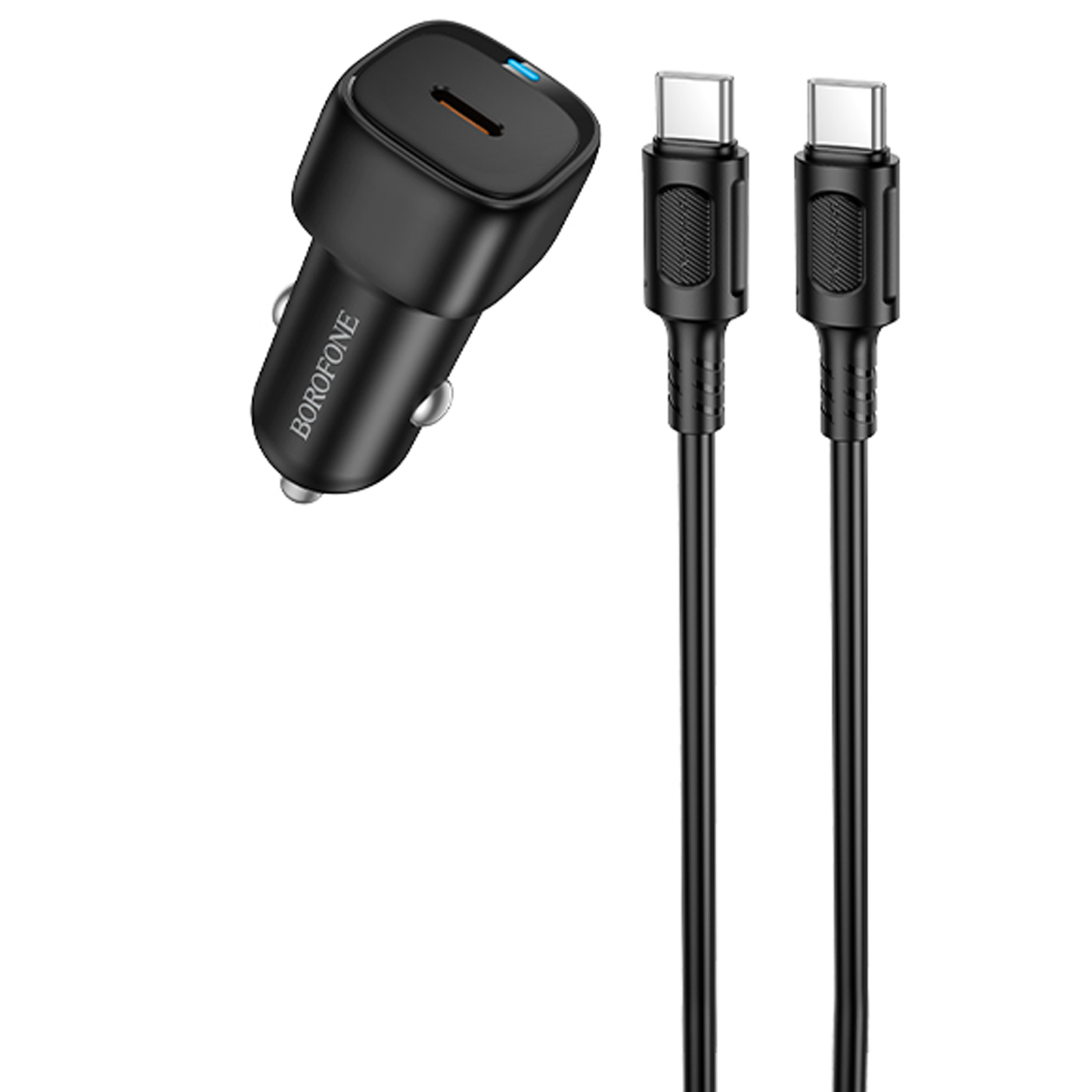 АЗУ Borofone BZ34A Cloud PD20W (1USB-C) + кабель Type-C to Type-C, Black, купить оптом с доставкой