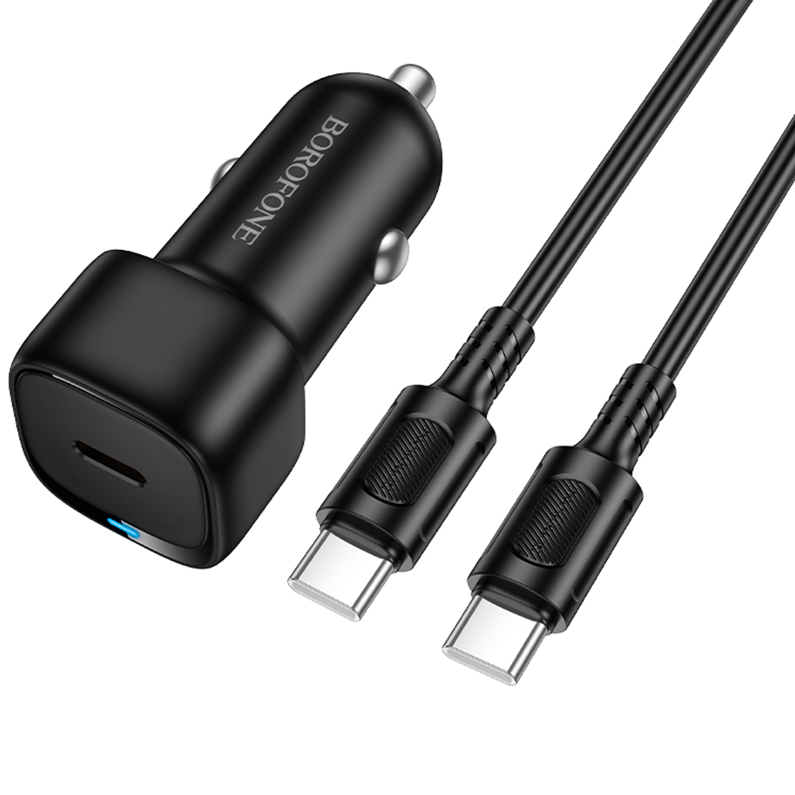 АЗУ Borofone BZ34A Cloud PD20W (1USB-C) + кабель Type-C to Type-C, Black 2, купить оптом с доставкой