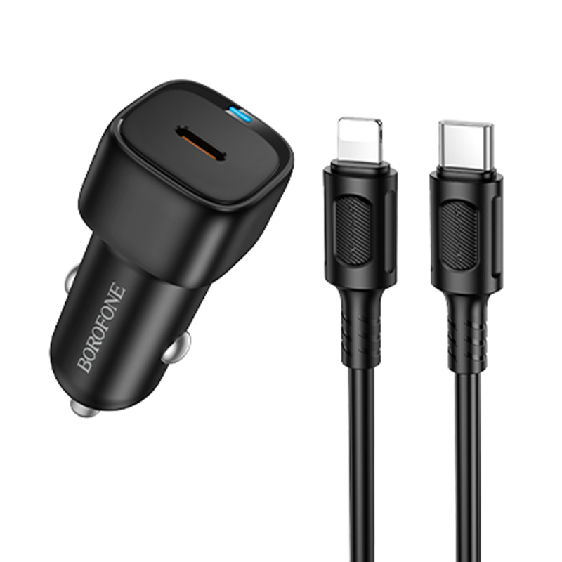 АЗУ Borofone BZ34A Cloud PD20W (1USB-C) + кабель Type-C to Lightning, Black, купить оптом с доставкой