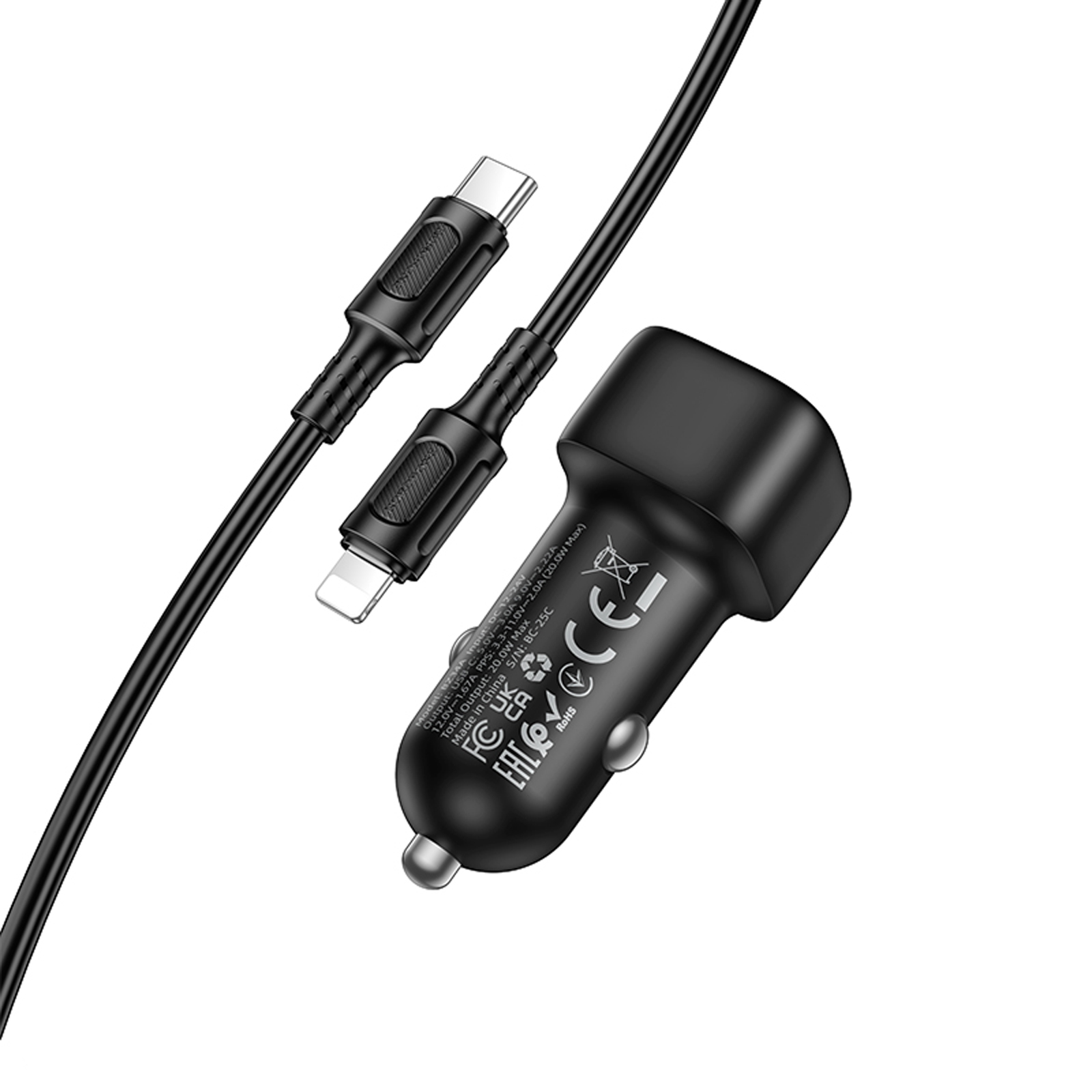АЗУ Borofone BZ34A Cloud PD20W (1USB-C) + кабель Type-C to Lightning, Black 4, купить оптом с доставкой