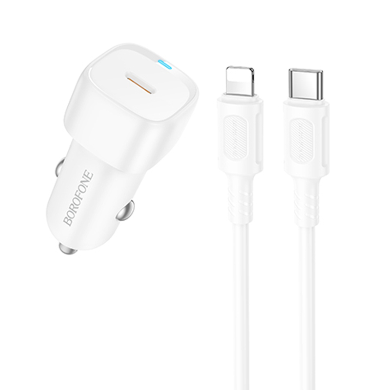 АЗП Borofone BZ34A Cloud PD20W (1USB-C) + кабель Type-C to Lightning на малюнкі №1
