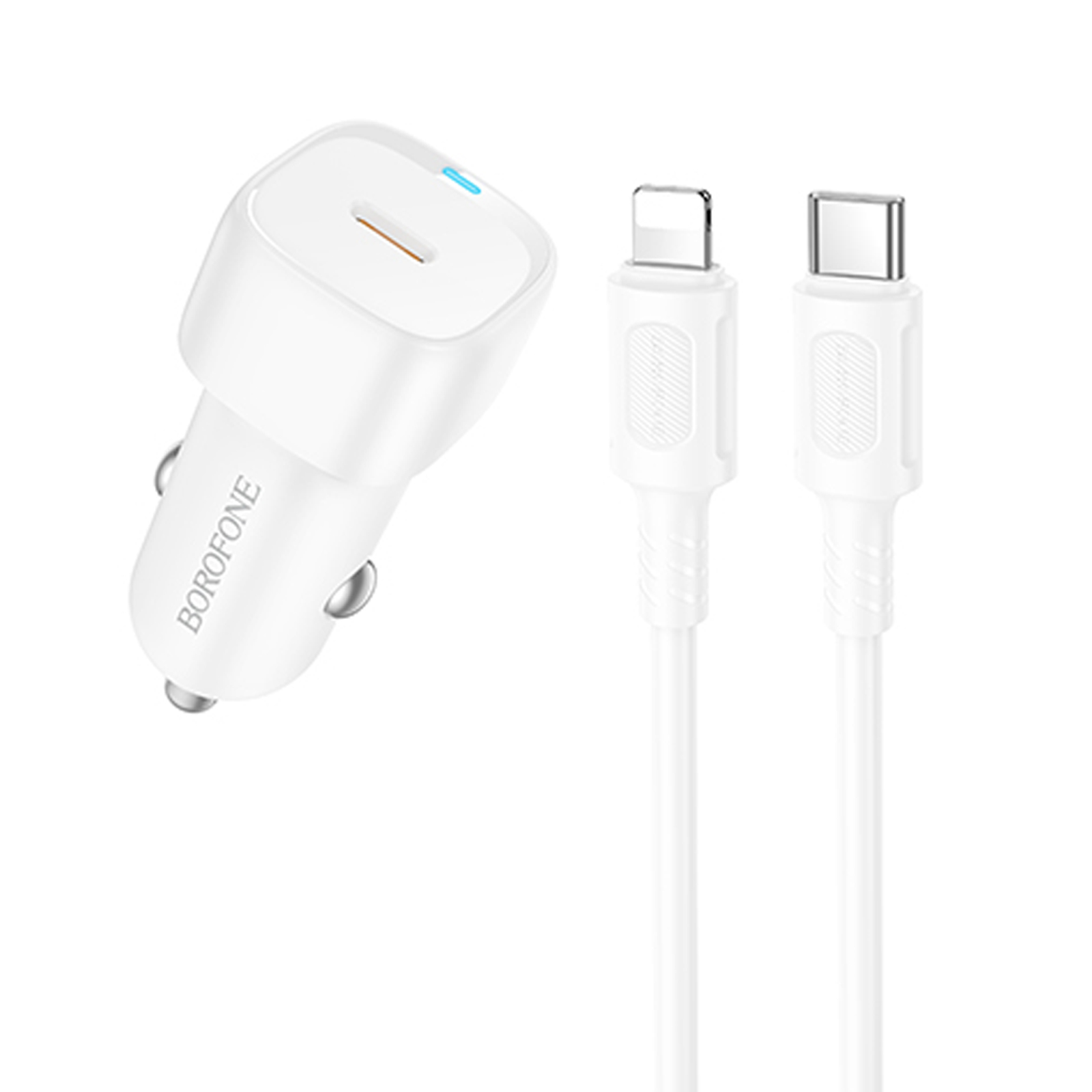 АЗУ Borofone BZ34A Cloud PD20W (1USB-C) + кабель Type-C to Lightning, White, купить оптом с доставкой
