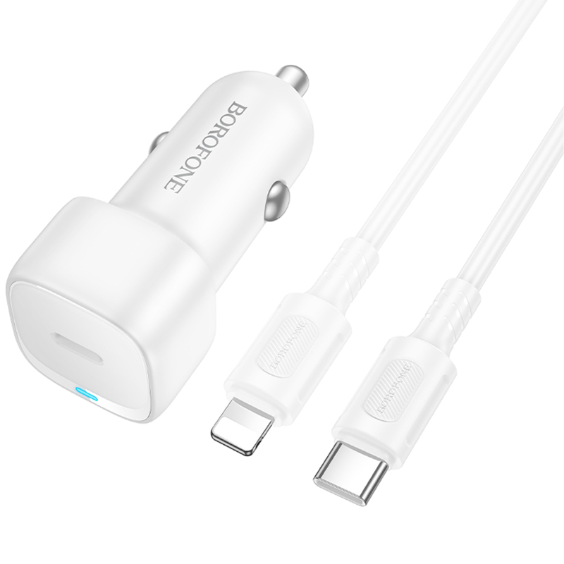 АЗУ Borofone BZ34A Cloud PD20W (1USB-C) + кабель Type-C to Lightning, White 2, купить оптом с доставкой