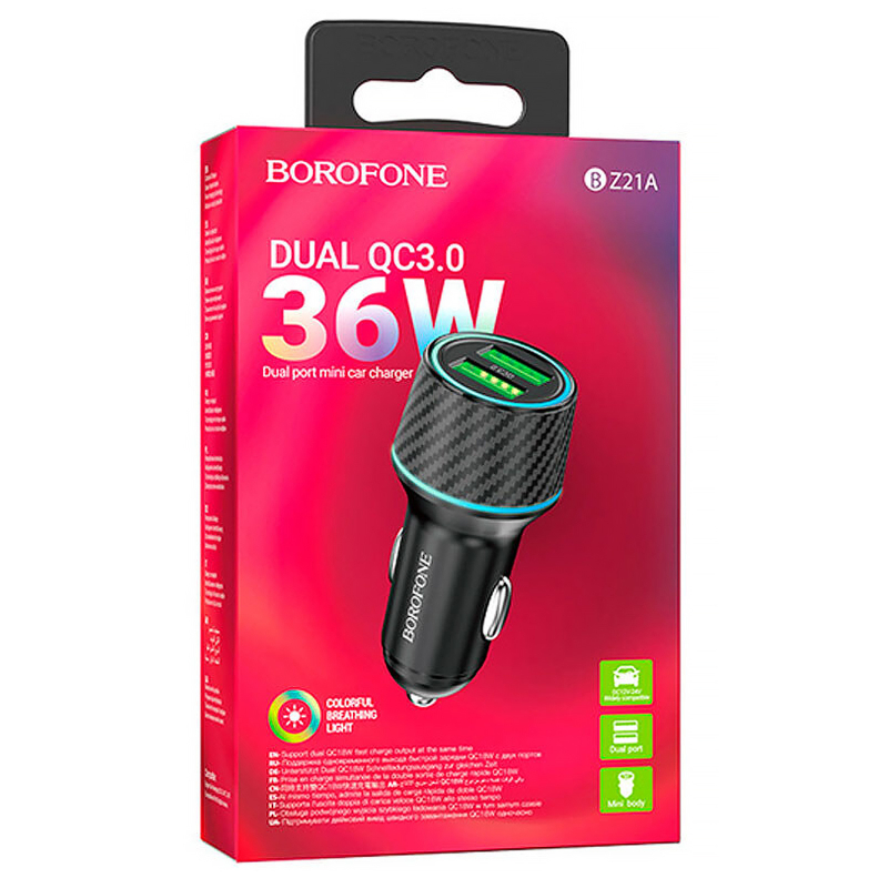 АЗП Borofone BZ21A Brilliant QC3 total 36W (2USB-A) на малюнкі №3