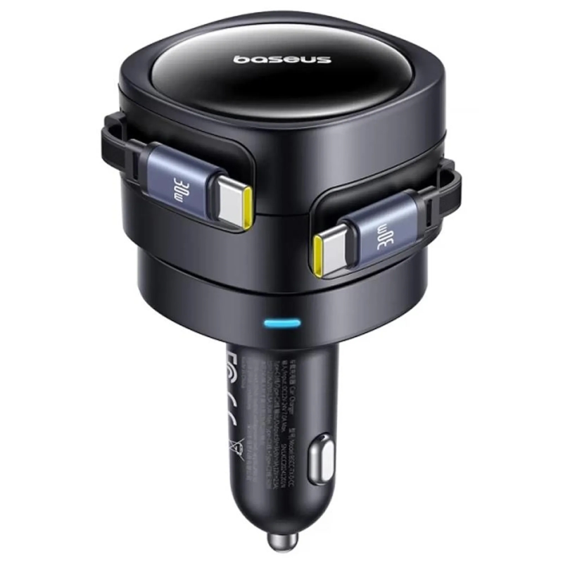 АЗУ Baseus Enjoyment Max PD60W with retractable cables (1USB-A/1C) (C00035507121), Cosmic Black 1, купить оптом с доставкой