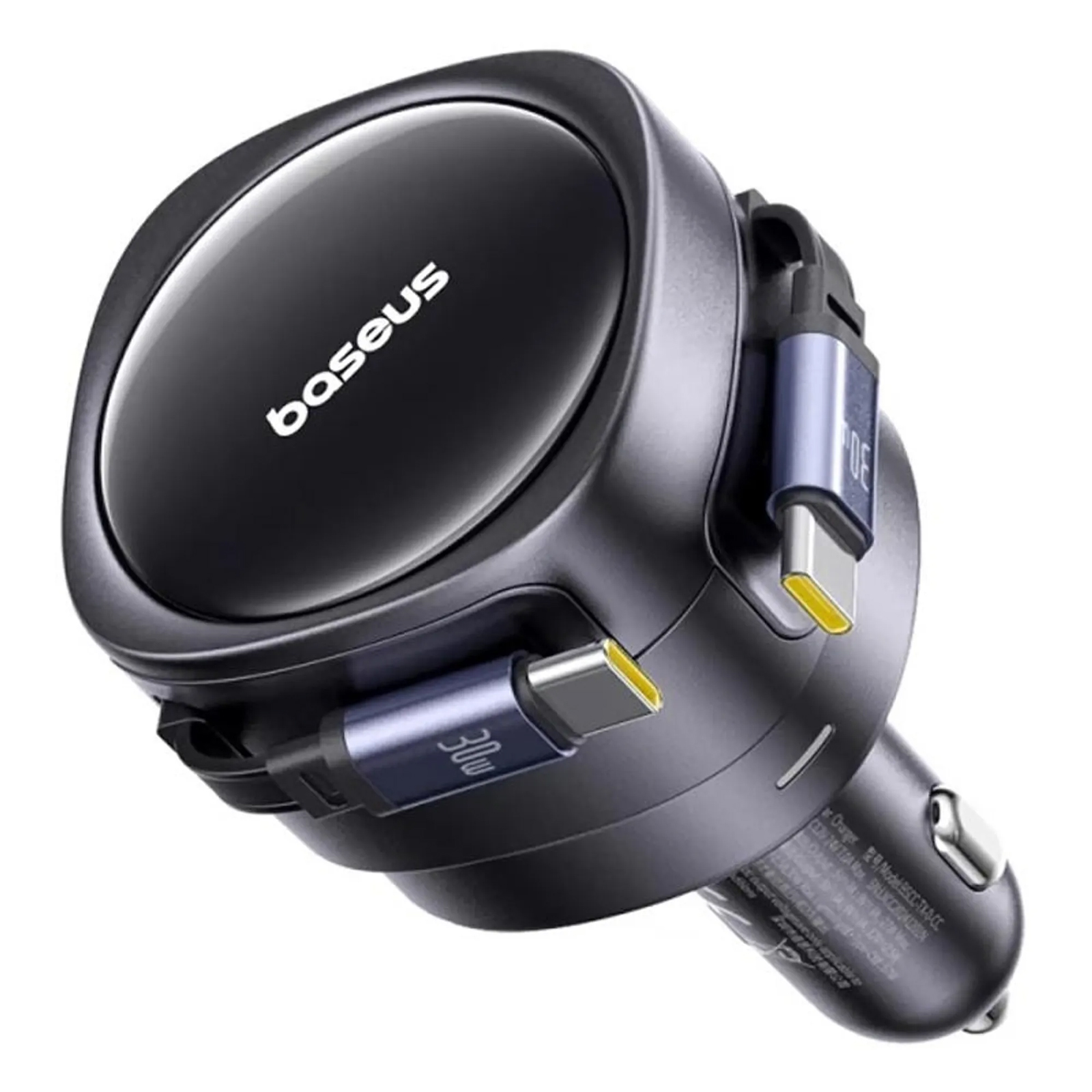 АЗУ Baseus Enjoyment Max PD60W with retractable cables (1USB-A/1C) (C00035507121), Cosmic Black 3, купить оптом с доставкой
