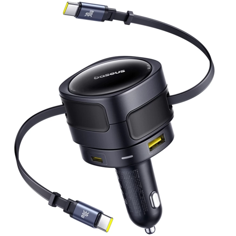 АЗП Baseus Enjoyment Max PD90W with retractable cables (1USB-A/3C) (C00035507121), купити оптом з доставкою