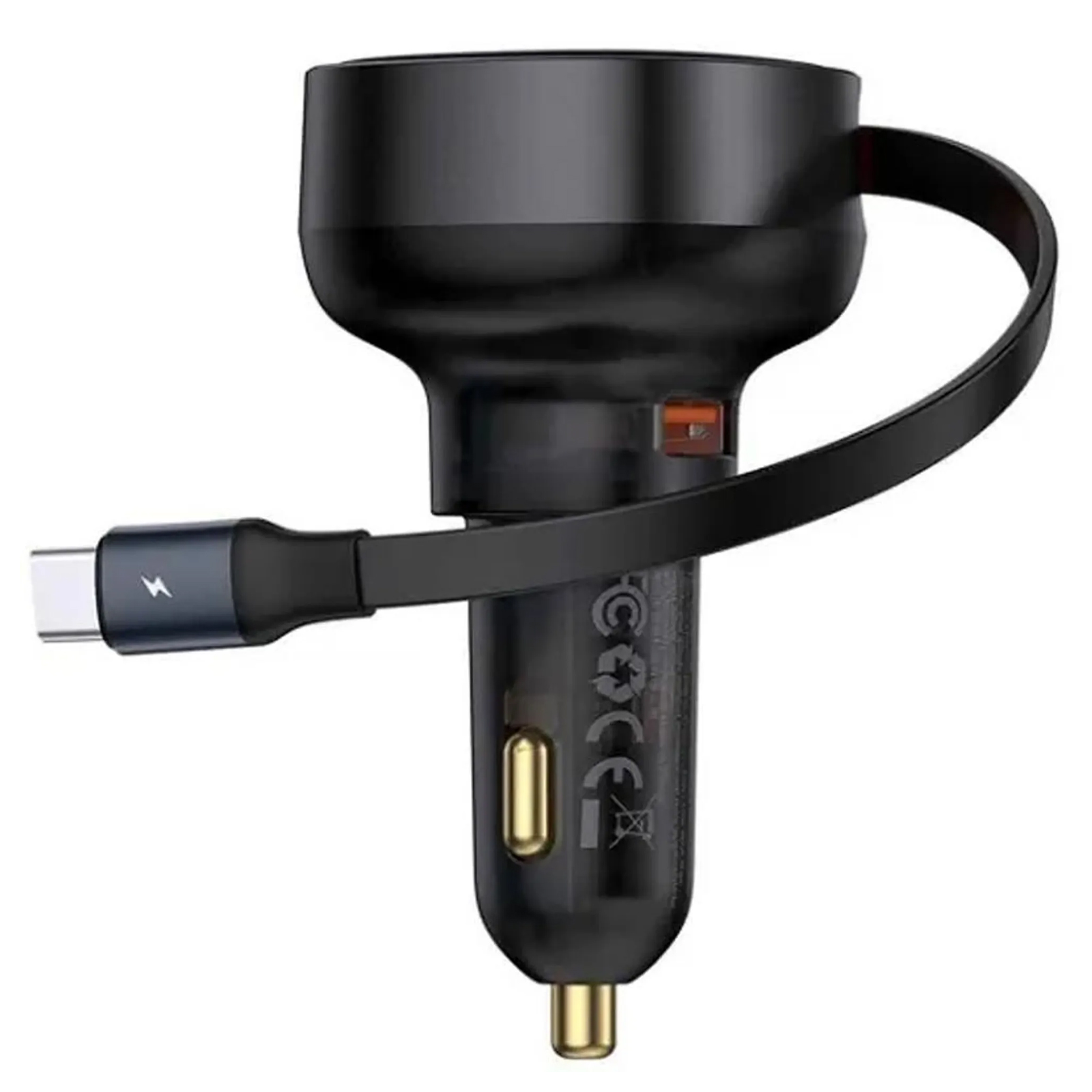 АЗП Baseus Enjoyment Pro PD60W with retractable cables (1USB-A/1C/1L) (C00057802111), Cluster Black 2, купити оптом з доставкою