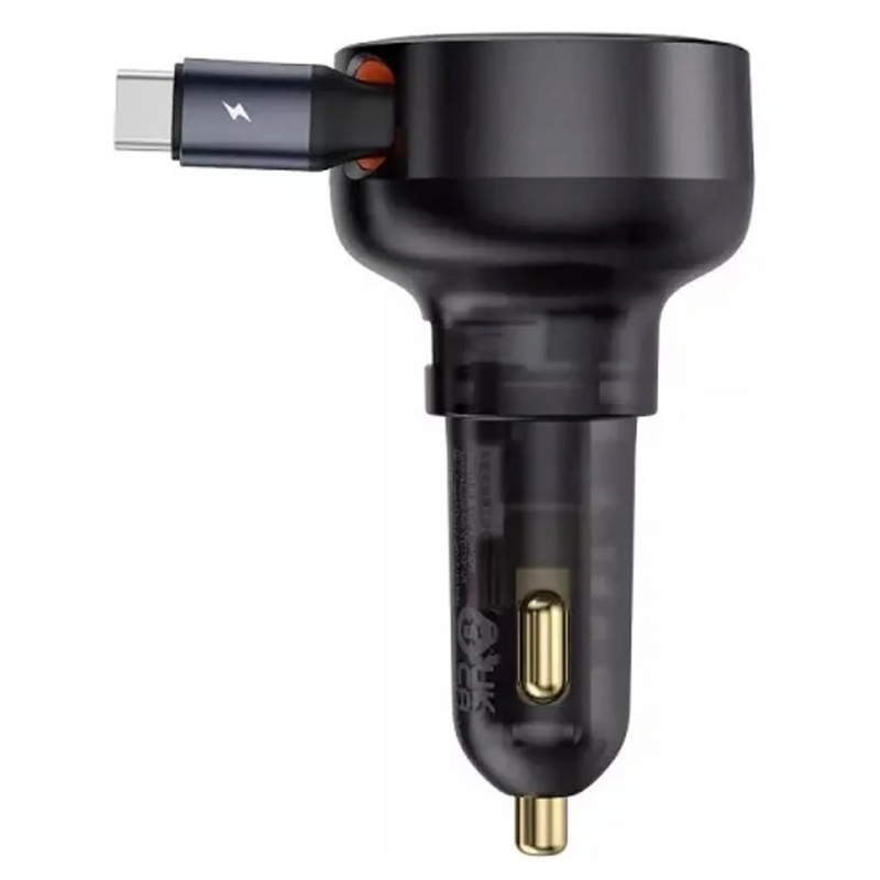 АЗП Baseus Enjoyment Pro PD60W with retractable cables (1USB-A/1C/1L) (C00057802111), Cluster Black 3, купити оптом з доставкою