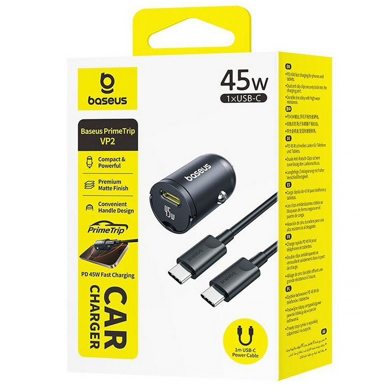 АЗП Baseus PrimeTrip VP2 PD45W (1USB-C) + кабель Type-C to Type-C (C02068), Cosmic Black 1, купити оптом з доставкою