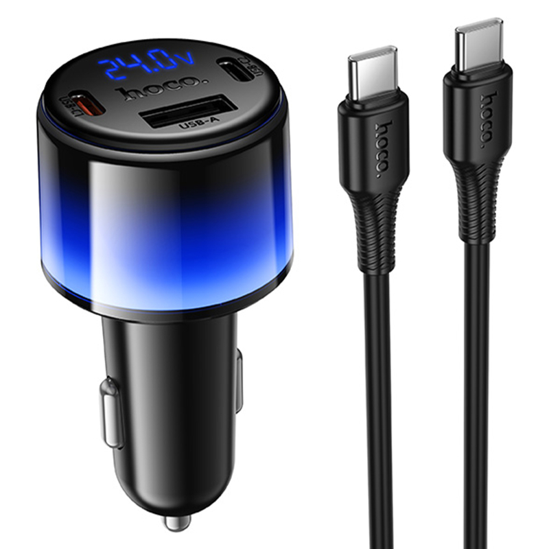 АЗУ Hoco Z69A Vivido PD37W+QC3.0 (1USB-A/2C) + кабель Type-C to Type-C на картинке №1