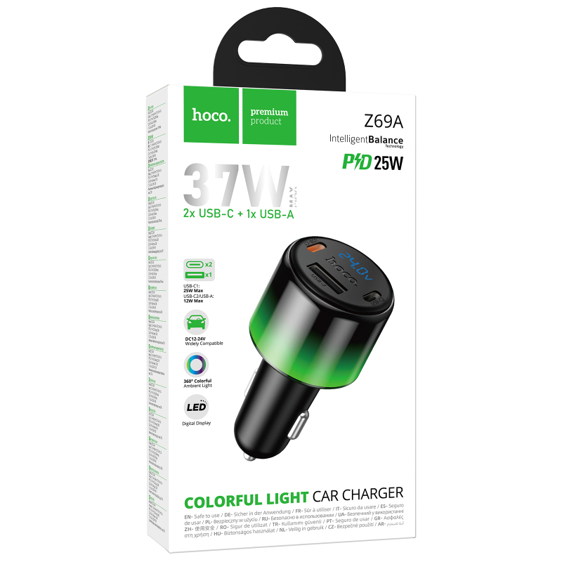 АЗУ Hoco Z69A Vivido PD37W+QC3.0 (1USB-A/2C) на картинке №2
