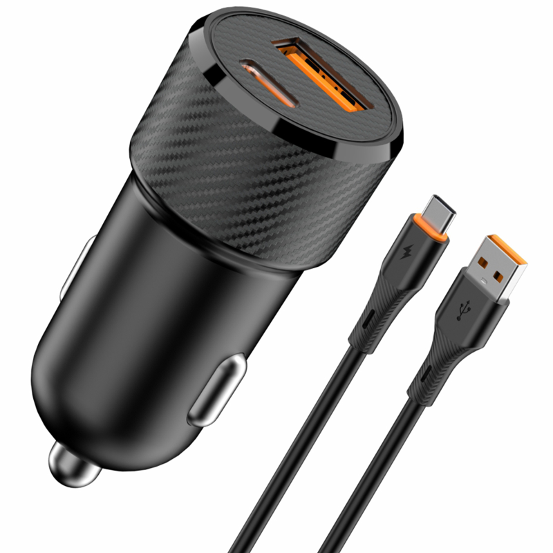 АЗП Amaya ACC-14C PD15W+QC3.0 total 35W (1USB-A/1C) + кабель USB to Type-C, Black, купити оптом з доставкою