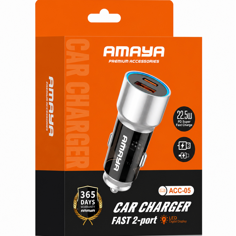 АЗУ Amaya ACC-05 PD22.5W+QC3.0 total 37.5W (1USB-A/1C), Black 1, купить оптом с доставкой