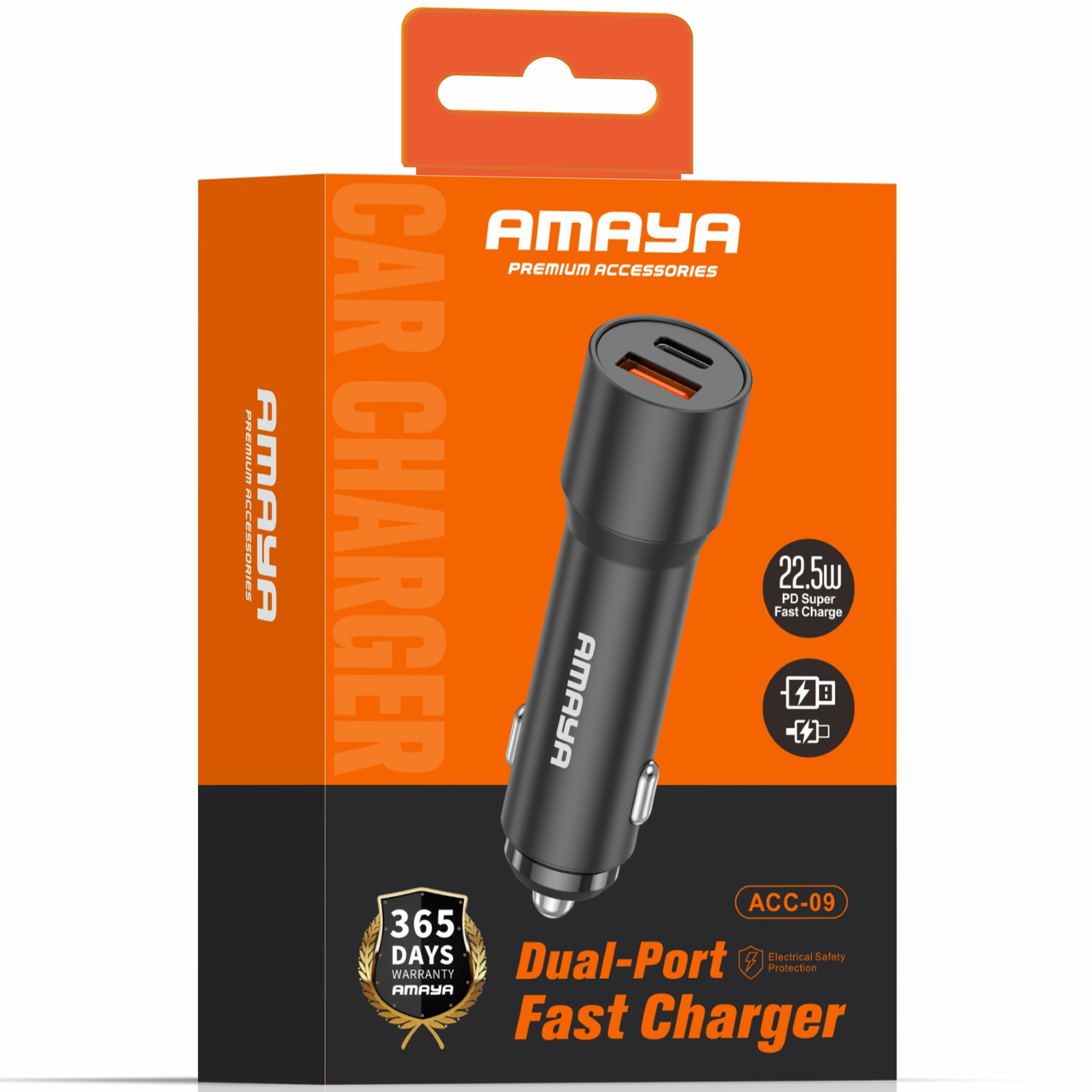 АЗУ Amaya ACC-09 PD22.5W+QC3.0 total 40.5W (1USB-A/1C), Black 1, купить оптом с доставкой