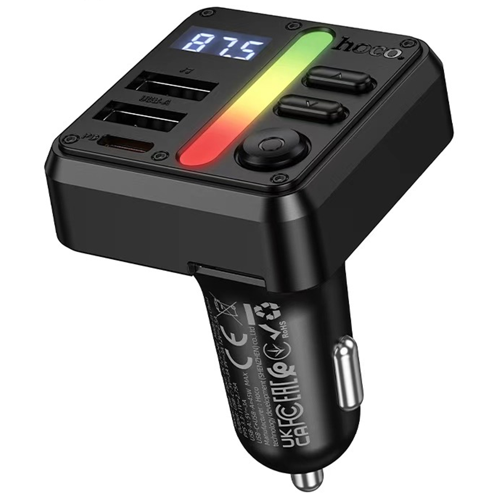 Уцінка АЗП FM модулятор Hoco E89 Libre PD30W+QC3.0 total 45W (1USB-A/1C), М'ята упаковка / Black, купити оптом з доставкою