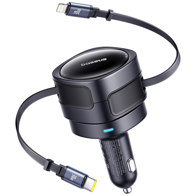 АЗУ Baseus Enjoyment Max PD60W with retractable cables (1USB-C/1L) (C00035507121) на картинке №1