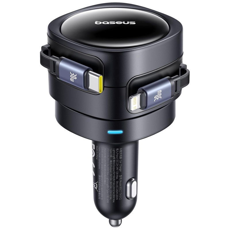 АЗУ Baseus Enjoyment Max PD60W with retractable cables (1USB-C/1L) (C00035507121) на картинке №2