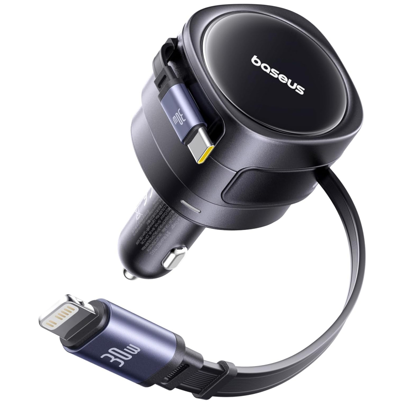 АЗУ Baseus Enjoyment Max PD60W with retractable cables (1USB-C/1L) (C00035507121) на картинке №3