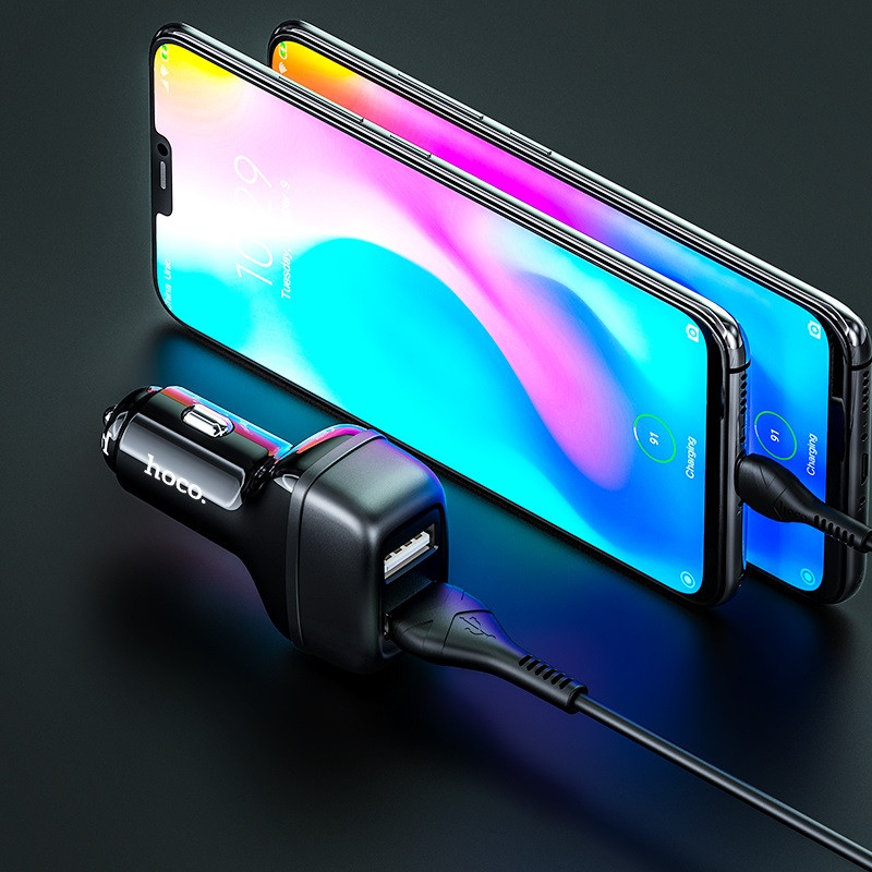 АЗП Hoco Z36 Leader 2.4A (2USB-A) + кабель USB to Type-C на малюнкі №5