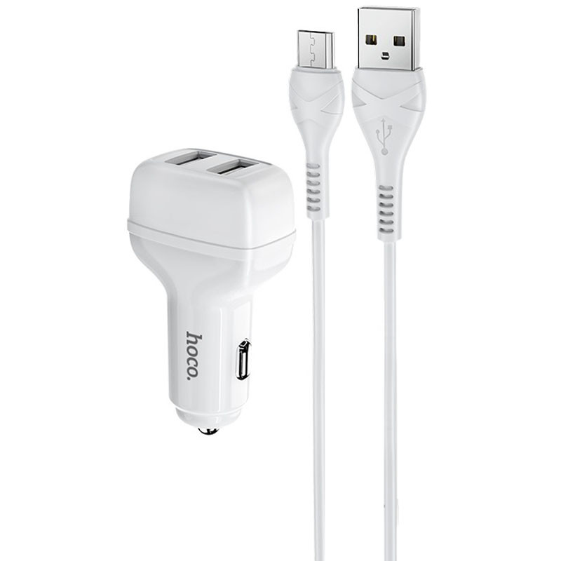 АЗП Hoco Z36 Leader 2.4A (2USB-A) + кабель USB to MicroUSB на малюнкі №1