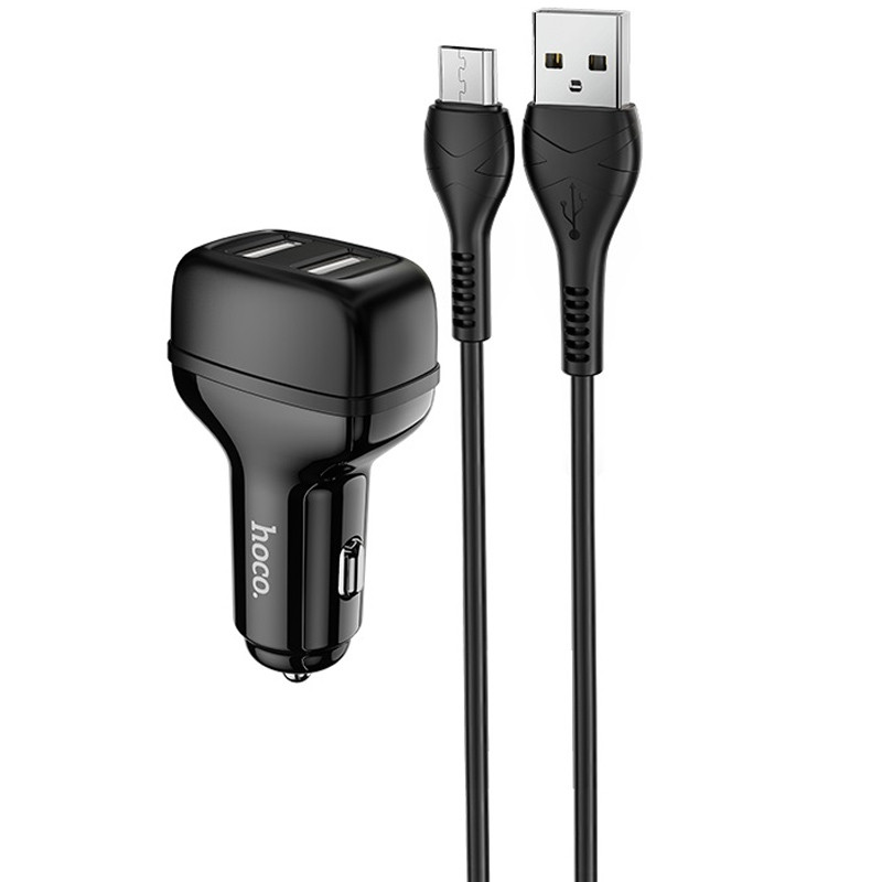 АЗП Hoco Z36 Leader 2.4A (2USB-A) + кабель USB to MicroUSB на малюнкі №1