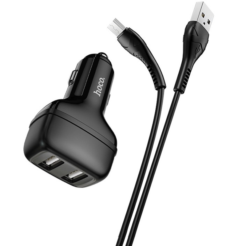 АЗП Hoco Z36 Leader 2.4A (2USB-A) + кабель USB to MicroUSB на малюнкі №2