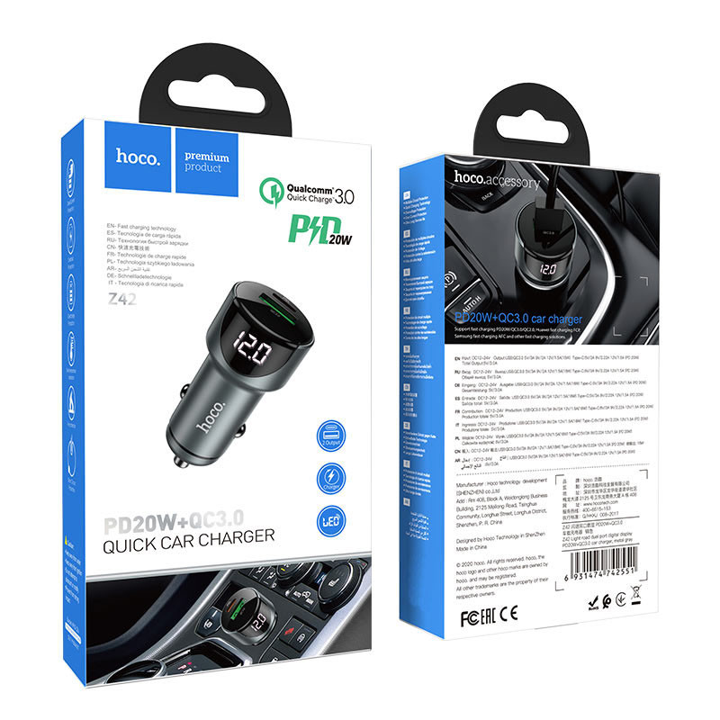 АЗП Hoco Z42 PD 20W + QC3.0 (1USB/3A) Зображення №5 АЗП Hoco Z42 PD 20W + QC3.0 (1USB/3A) дивитися фото №5