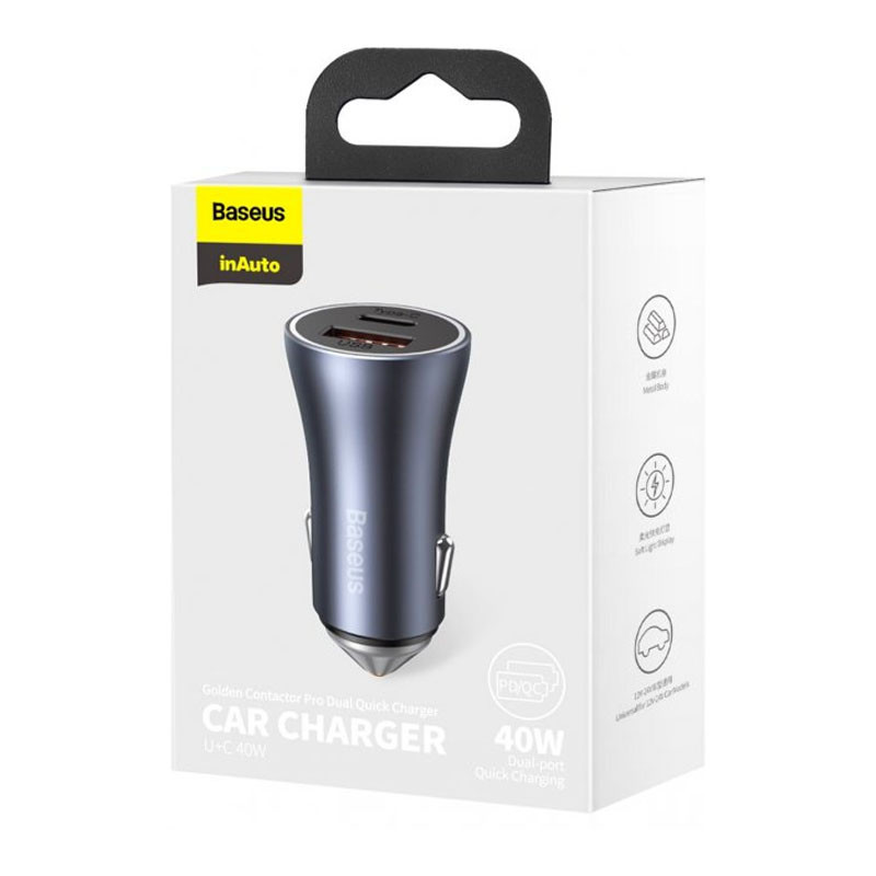 АЗП Baseus Golden Contactor Pro 40W USB + Type-C (CCJD-0G) Зображення №4 АЗП Baseus Golden Contactor Pro 40W USB + Type-C (CCJD-0G) дивитися фото №4