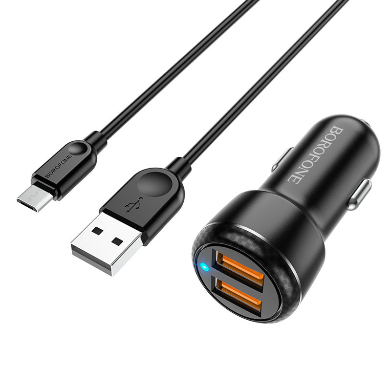 АЗУ Borofone BZ17 Core QC3.0 3A (2USB-A) + кабель USB to MicroUSB на картинке №2
