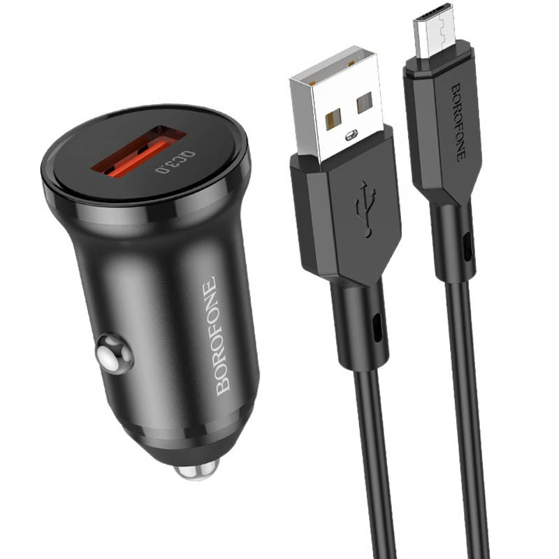 АЗУ Borofone BZ18 QC3.0 (1USB-A) + кабель USB to MicroUSB на картинке №1