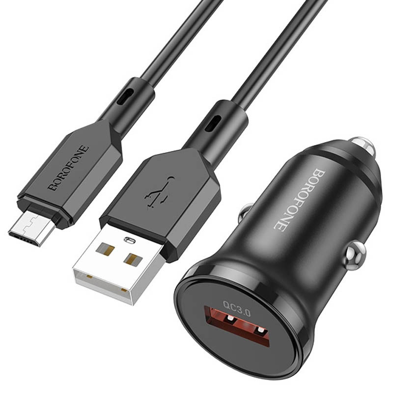 АЗУ Borofone BZ18 QC3.0 (1USB-A) + кабель USB to MicroUSB на картинке №2