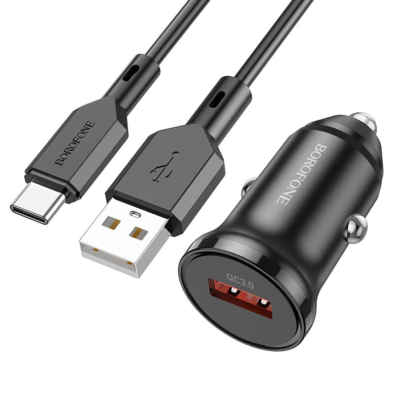 АЗП Borofone BZ18 QC3.0 (1USB-A) + кабель USB to Type-C на малюнкі №3