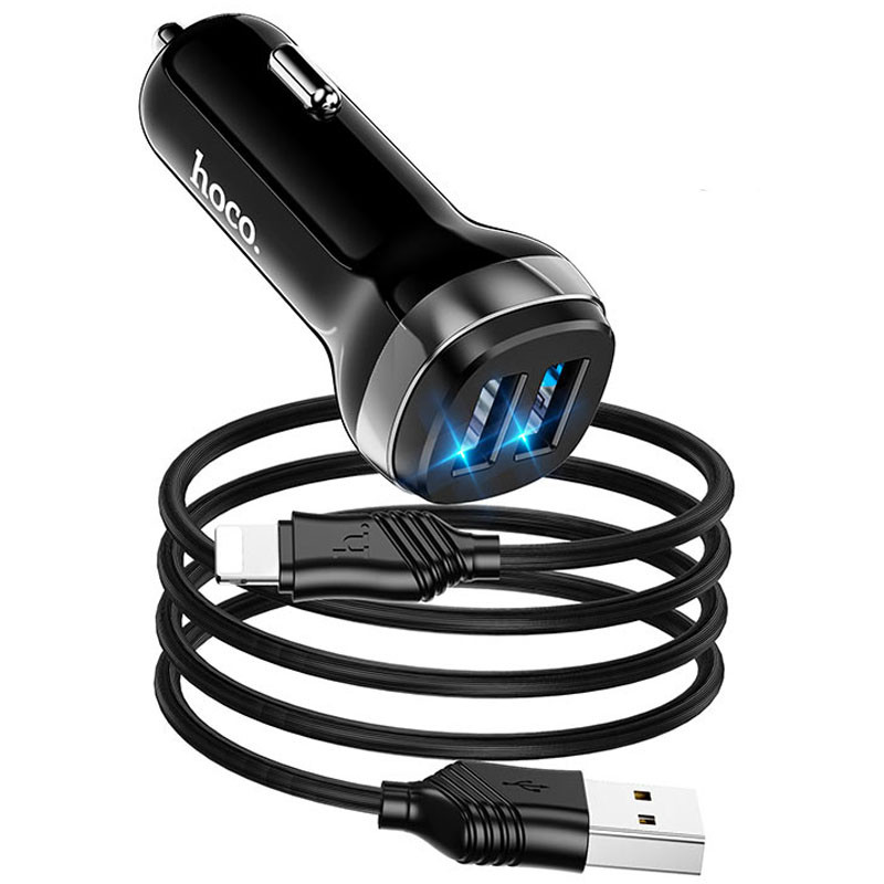 АЗП Hoco Z40 Superior 2.4A (2USB-A) + кабель USB to Lightning на малюнкі №1