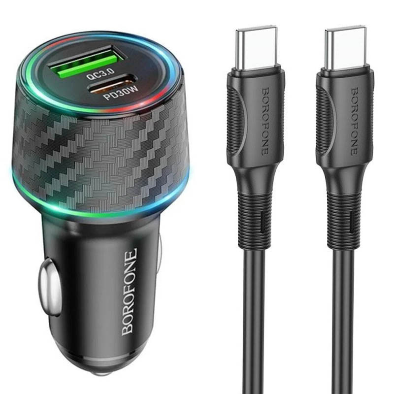 АЗП Borofone BZ21 Brilliant 48W PD30W+QC3.0 (1Type-C/1USB) + Type-C to Type-C дивитися фото №1