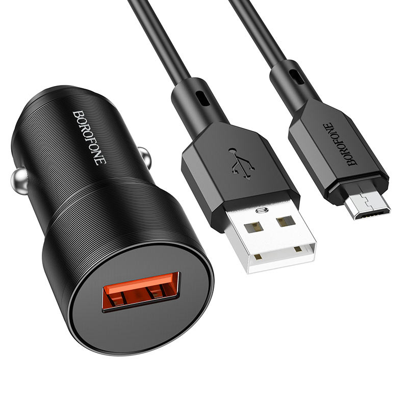АЗУ Borofone BZ19A Wishdom QC3.0 (1USB-A) + кабель USB to MicroUSB на картинке №1