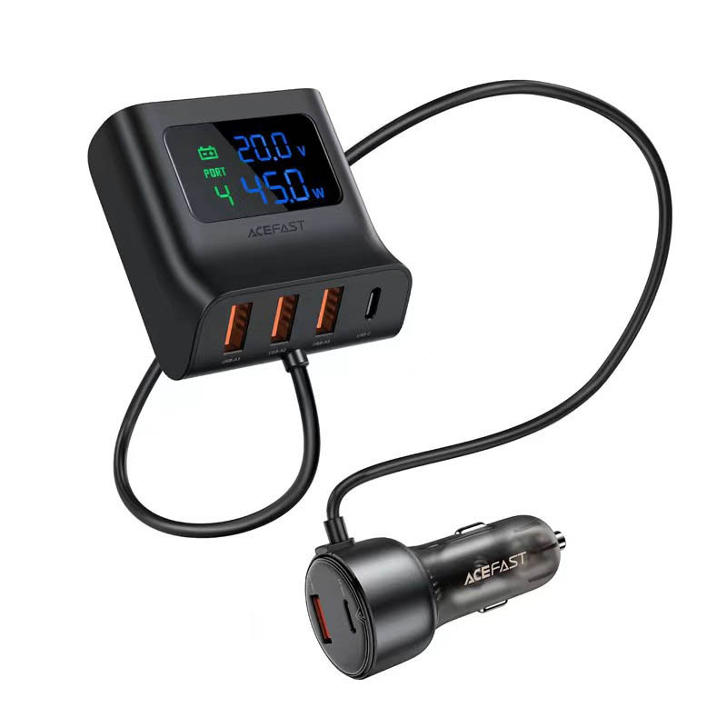 АЗП Acefast B11 Car Charger Splitter with Digital Display 138W (4USB-A/2C) на малюнкі №3