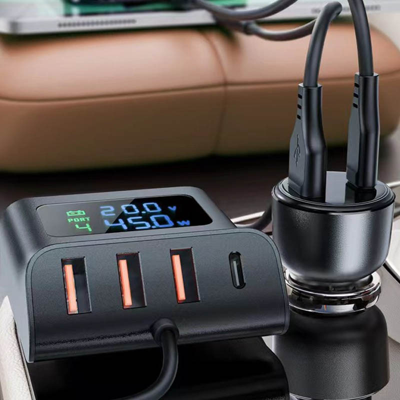 АЗП Acefast B11 Car Charger Splitter with Digital Display 138W (4USB-A/2C) на малюнкі №4